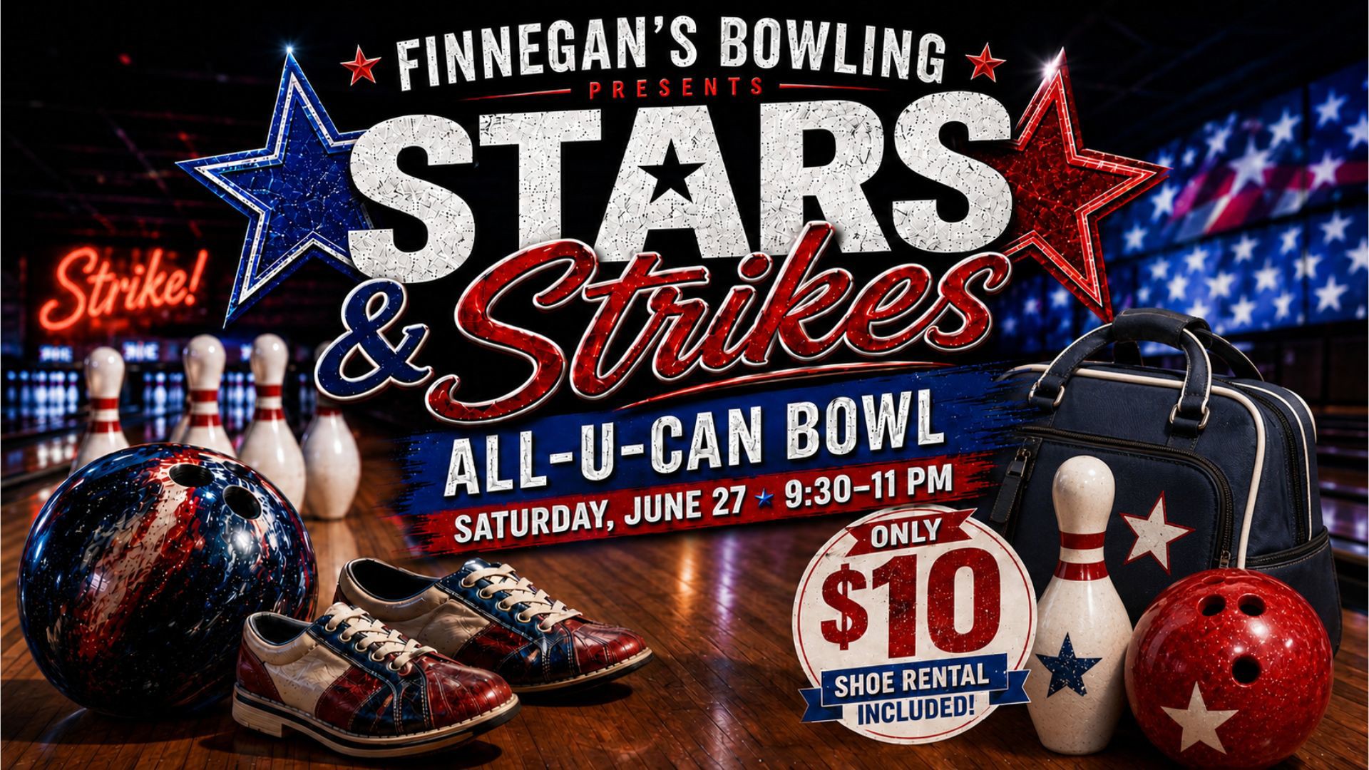 Stars and Strikes at Finnegan's Bowling